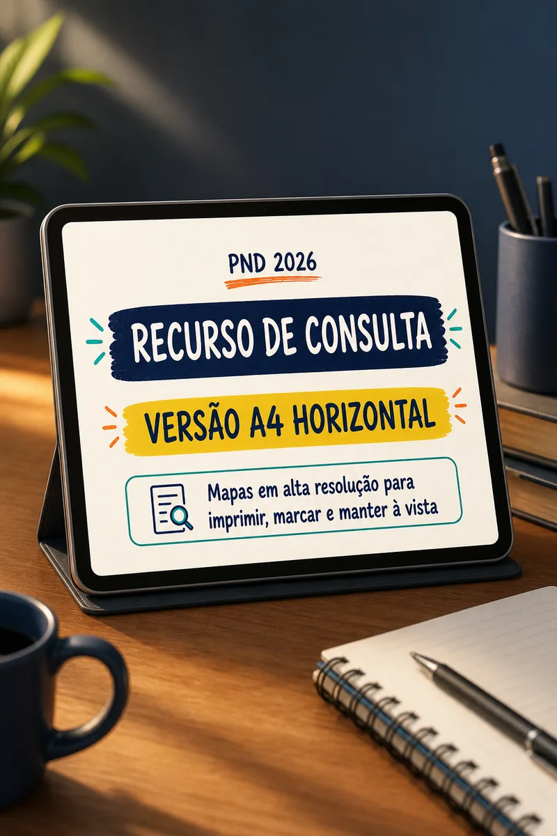 Mockup do recurso de consulta em versão A4 horizontal para impressão