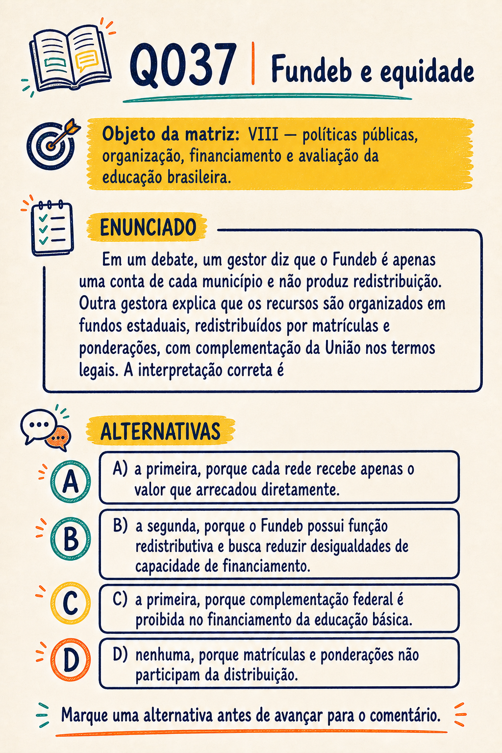 Pergunta Q037 do caderno de 120 questões comentadas da PND 2026