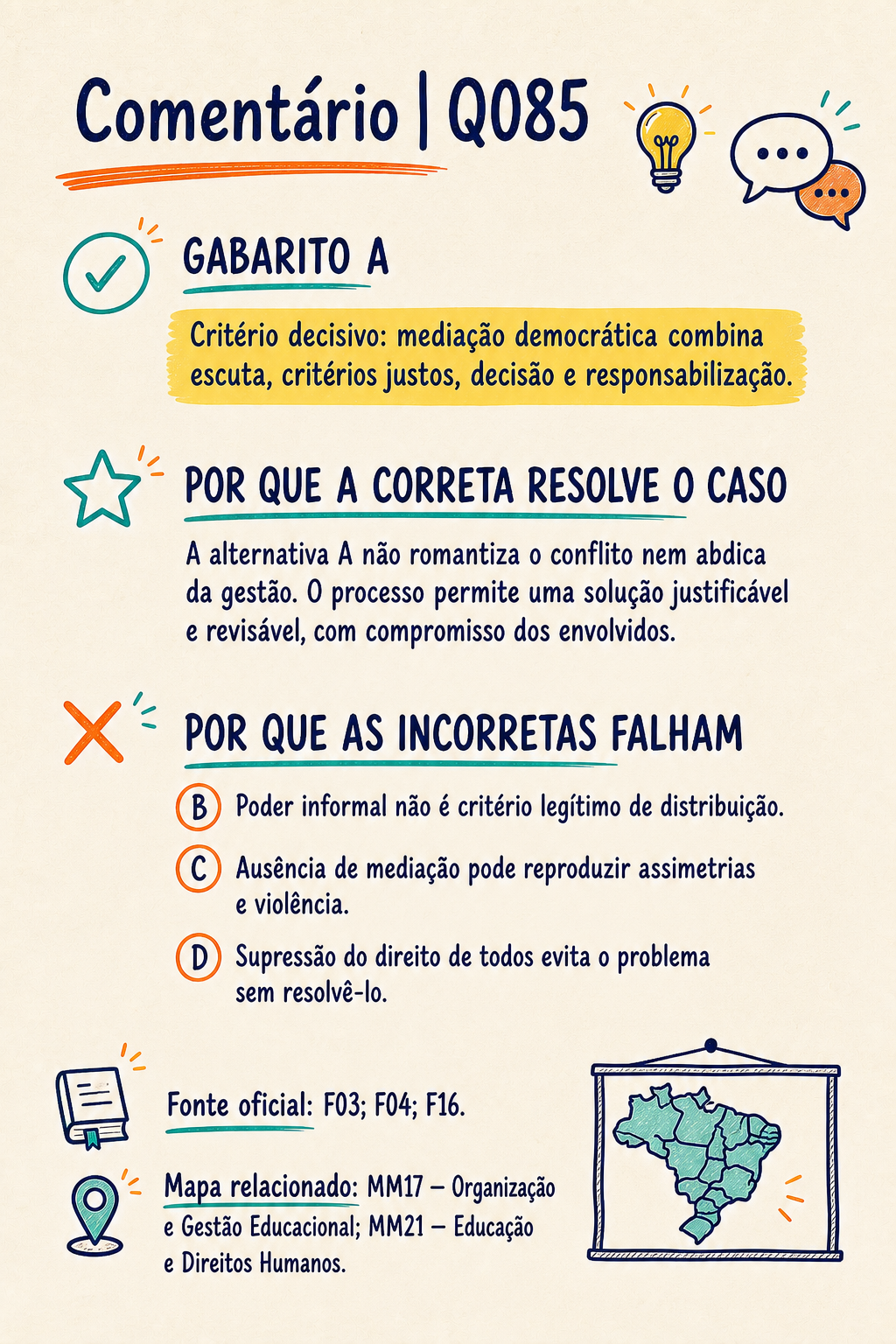 Comentário da pergunta Q085 com gabarito e critério decisivo