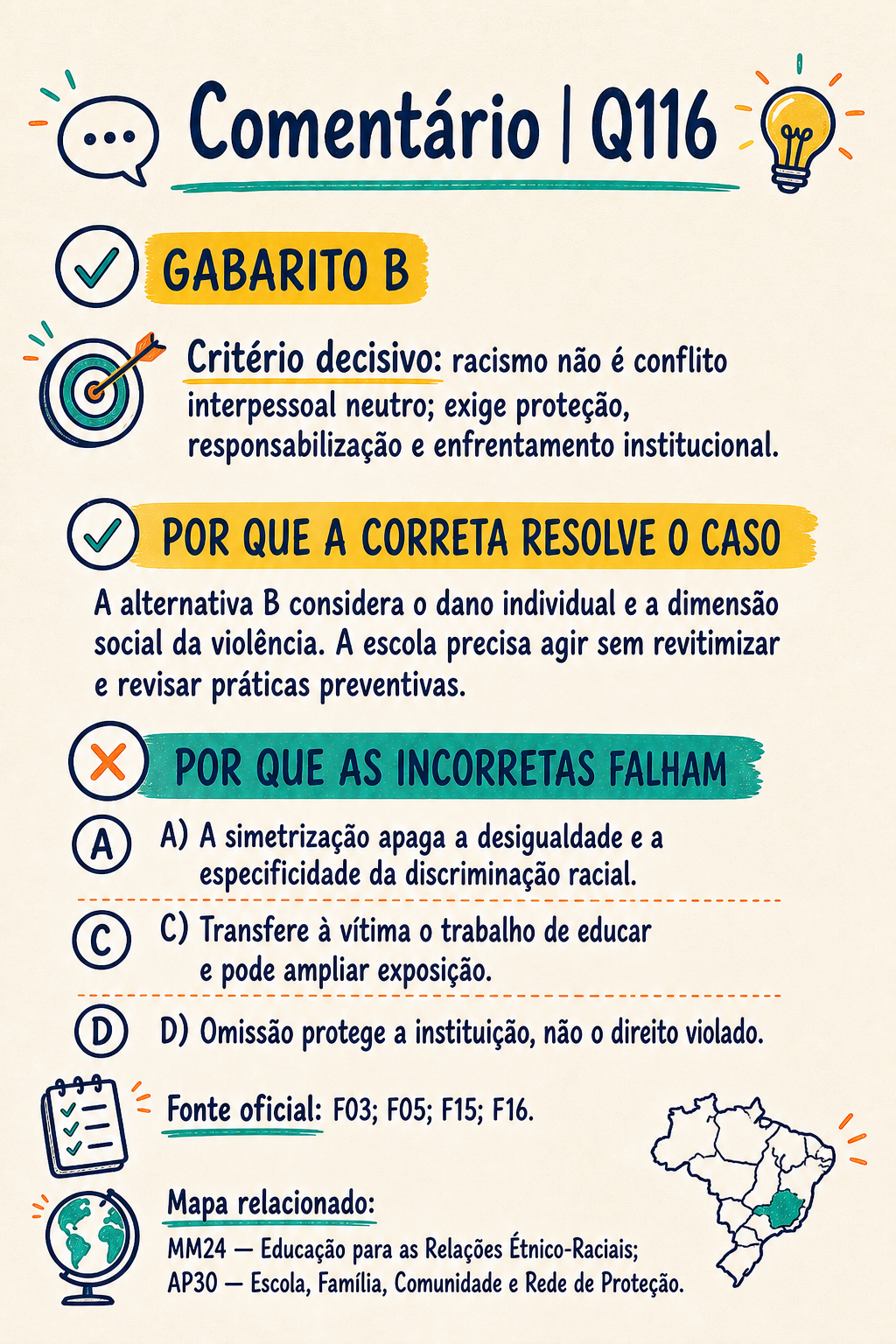 Comentário da pergunta Q116 com gabarito e critério decisivo